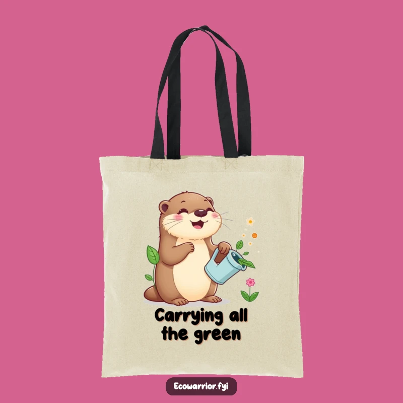 Funny Otter Gardener Tote Bag: Carry Your Greens with a Smile, Eco-Friendly
