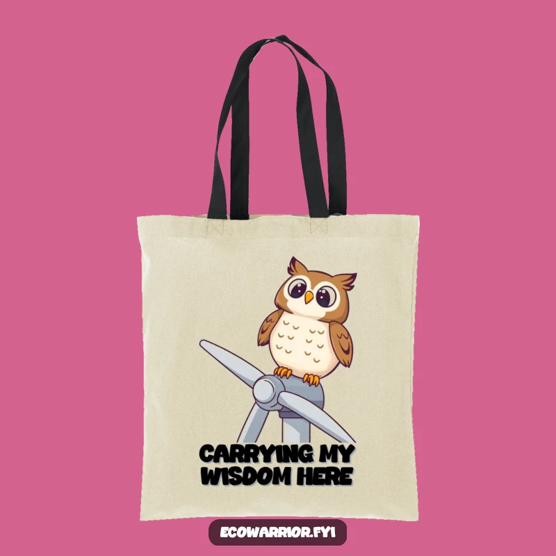 Funny Owl Wind Turbine Tote Bag: Eco-Wise Carryall, Sky Gazer Gift