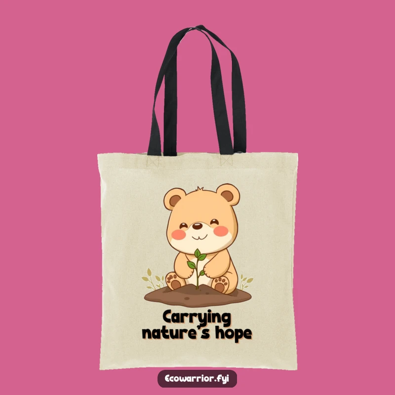 Funny Bear Gardener Tote Bag: Planting Seedling Carryall Funny Gift