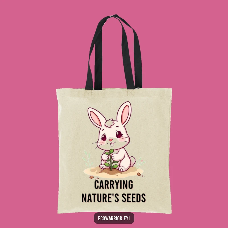 Funny Rabbit Gardener Tote Bag: Cheerful Planting Companion for a Humorous Gift