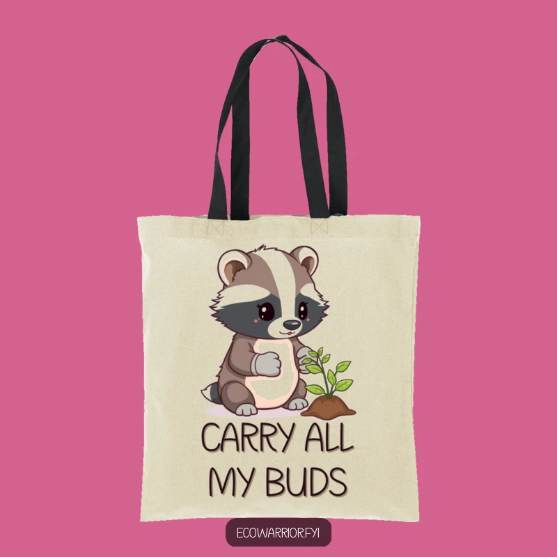 Funny Badger Gardener Tote Bag: Carry Your Tools with Determination
