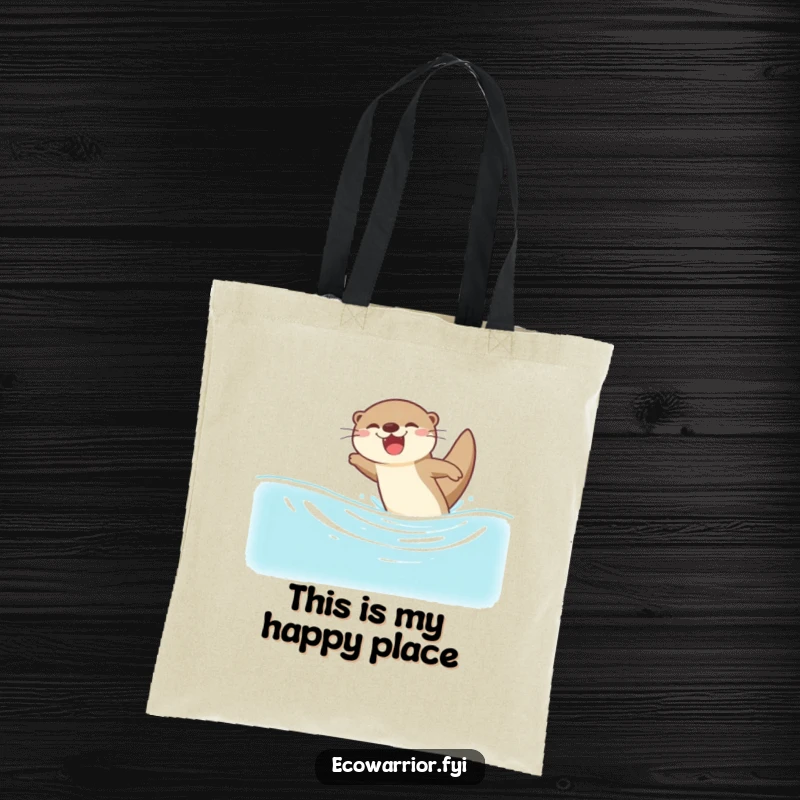 Funny tote bag featuring a joyful otter making a gleeful dive into clean water, perfect for carrying essentials with a splash of humor.