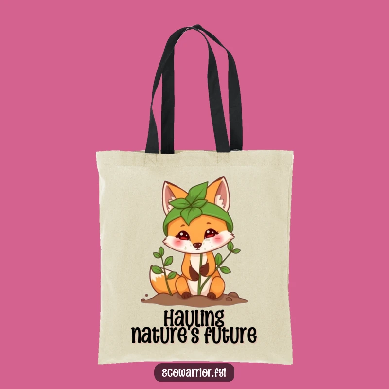 Funny Fox Planting Sapling Tote Bag - Carry Your Green Mission