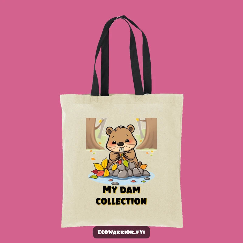 Funny Beaver Building Leaf Dam Tote Bag - Handy Project Organizer